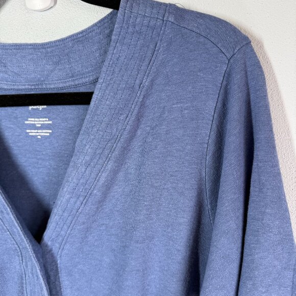 J.Jill Pure Jill Hemp Button Front Knit Top XL Blue V-Neck Lightweight Relaxed - Picture 8 of 13